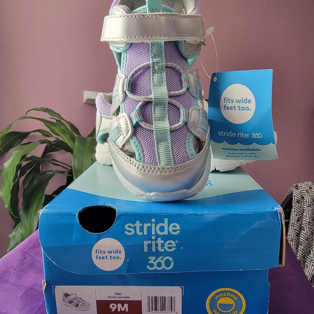 Stride Rite NWT Iggy Silver/Purple/Teal Sandal - size 9M (toddler) - Picture 5 of 6